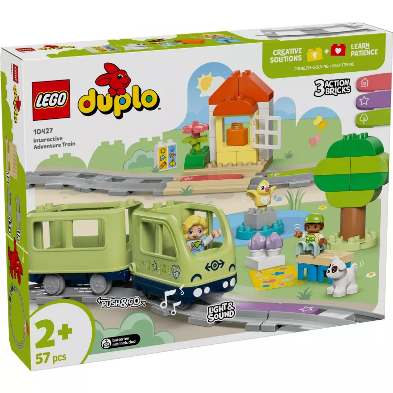 Žaislinis traukinio rinkinys LEGO DUPLO Interactive Adventure Railway 10427, 57 dalys, 2 minifigūrėlės, nuo 2 metų