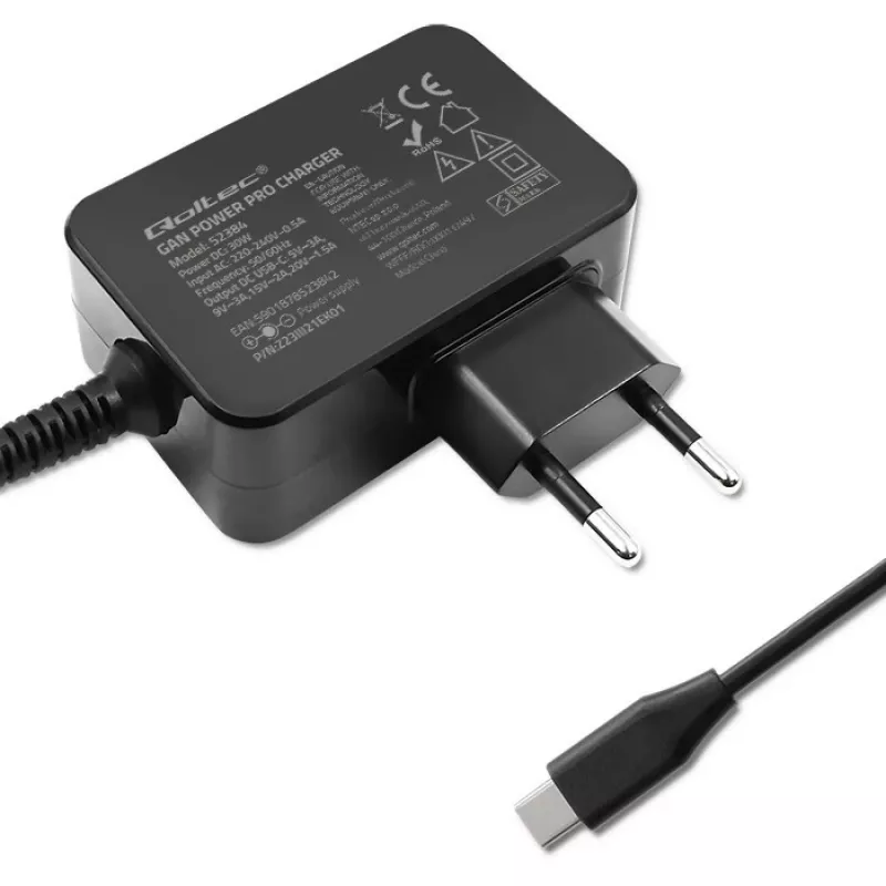 Maitinimo adapteris QOLTEC 52384 GaN 30W išvestis 5–20V USB įkroviklis