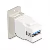 Keystone modulis DELOCK 67337 panelinis USB Type-B į USB Type-A 5 Gbps, sidabrinis/baltas