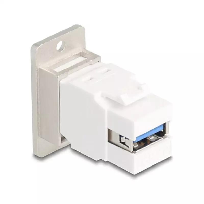 Keystone modulis DELOCK 67337 panelinis USB Type-B į USB Type-A 5 Gbps, sidabrinis/baltas