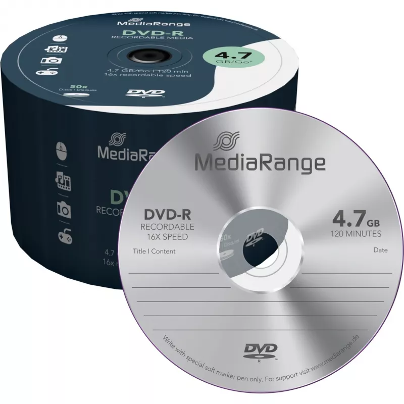 MediaRange - 50 x DVD-R - 4,7GB (120 Min.) 16x - Spindel (MR444)