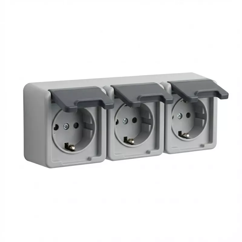 Kištukinis lizdas Schuko GIRA 4789 30, 16 A, 250 V, pilkas plastikinis korpusas