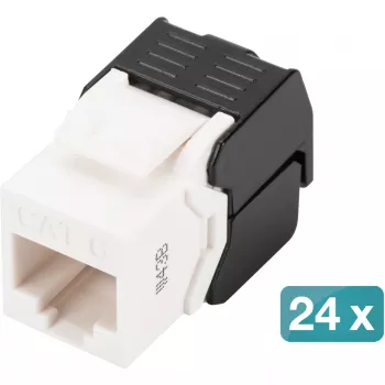 Digitus CAT 6 Keystone Jack neekranuotas 24 vienetai Plokščias Juoda Balta RJ-45