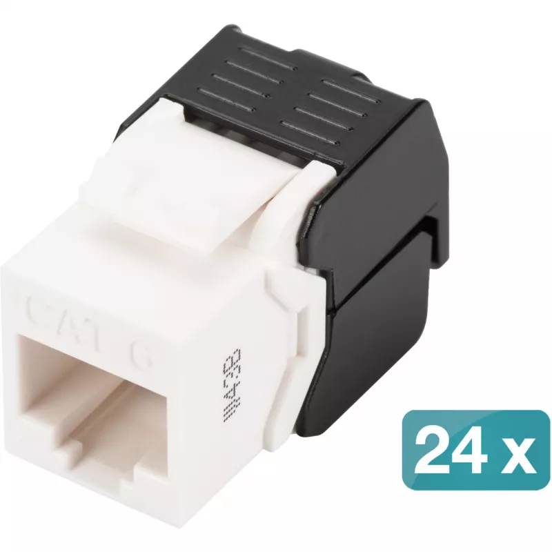 Digitus CAT 6 Keystone Jack neekranuotas 24 vienetai Plokščias Juoda Balta RJ-45