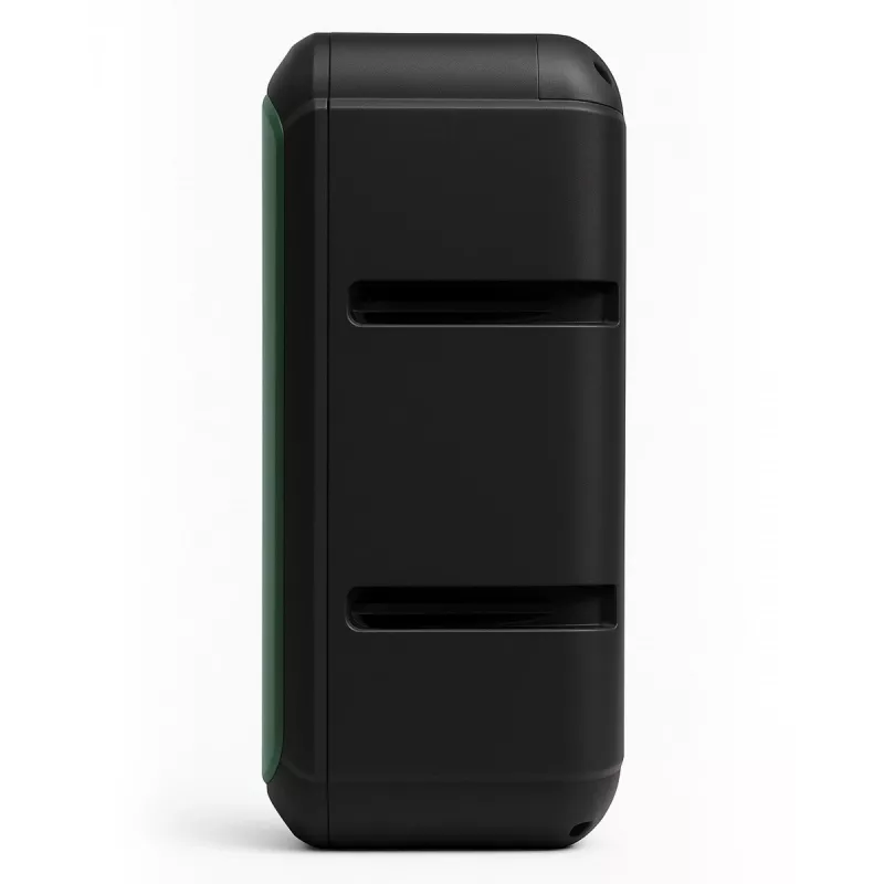 Nešiojamas stereofoninis garsiakalbis SQUEAK SQ1009 — Bluetooth 5.3, 45 W RMS, 10 val. baterija, FM, USB, AUX, LED, 1800 mAh, juodas