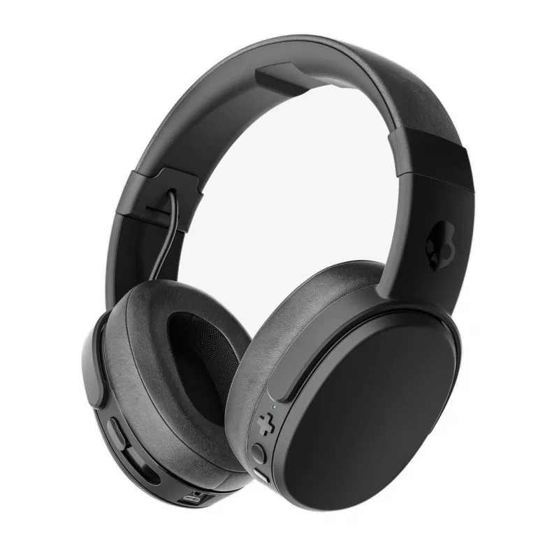 Ausinės Skullcandy Crusher Wireless — juodos, binauralinės, aplink ausis, Bluetooth ir 3,5 mm, sulankstomos, 40 val. baterija