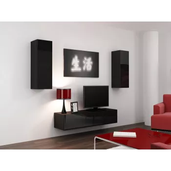 Cama TV stovas VIGO 140 30/140/40 juodas/juodas blizgus