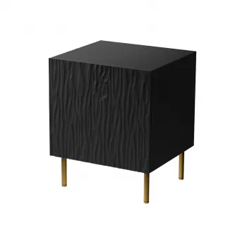 Naktinių staliukų rinkinys 2 vnt. cama meble JUNGLE — 53.5×40.5×44 cm, juodo matinio MDF/drožlių plokštės, auksinėmis kojelėmis