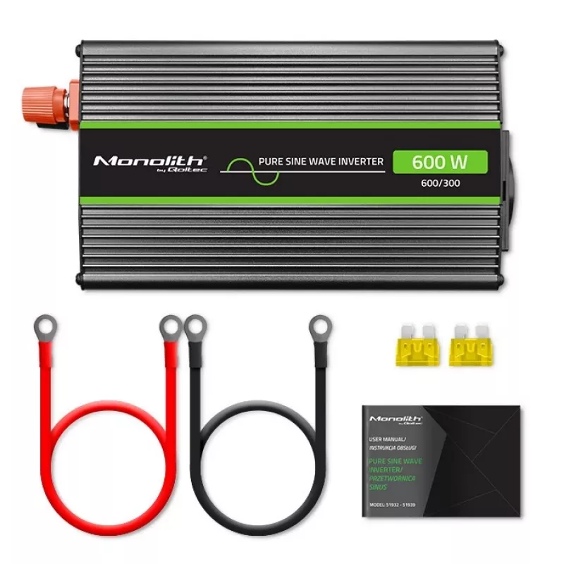 Qoltec Monolith maitinimo adapteris automobiliniam naudojimui 600 W juodas