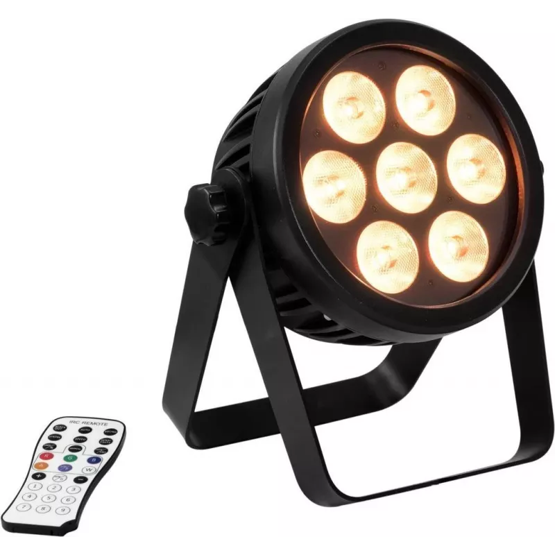 LED prožektorius EUROLITE 4C-7 Silent plonas 7W RGB – kompaktiška sceninė / aplinkos šviesa