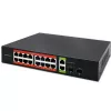 Tinklo komutatorius QOLTEC 52292 — Gigabit Ethernet PoE, 16x RJ45, 2x RJ45 įkeliamoji jungtis, 2x SFP