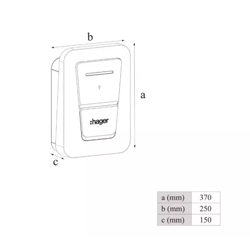 Prie sienos montuojama elektromobilių įkrovimo stotelė Hager witty one 11 kW trifazė su Type 2 kabeliu, RFID, Bluetooth, 4,5 m kabeliu, IP55, IK10