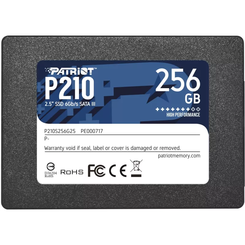 2.5 inch SATA III SSD Patriot P210 256 GB — 500 MB/s skaitymas, 400 MB/s rašymas, 7 mm