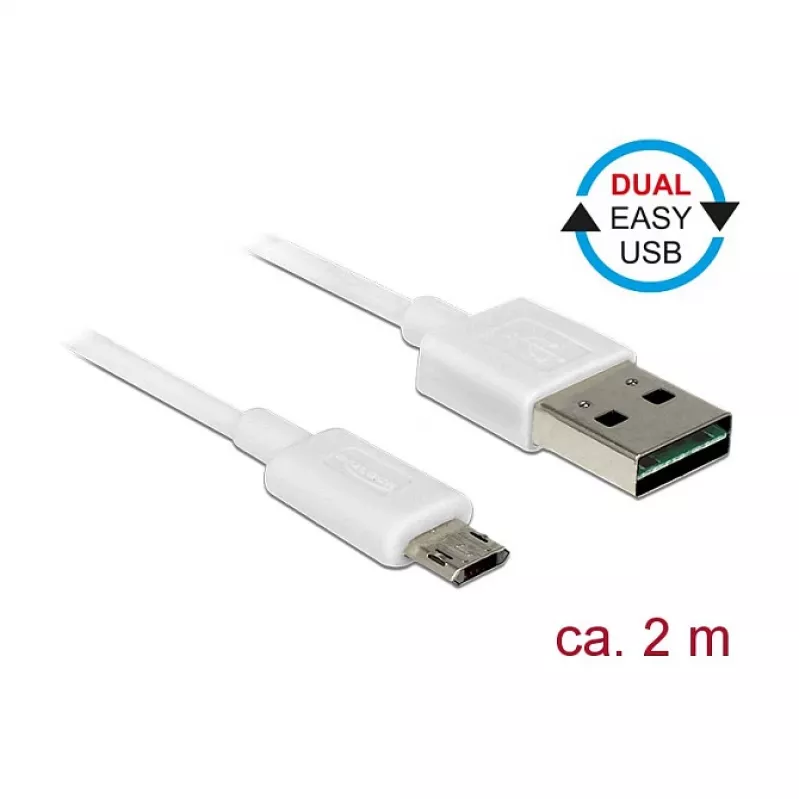 USB laidas DeLOCK 84808 USB 2.0 2 m USB A Micro-USB B Baltas