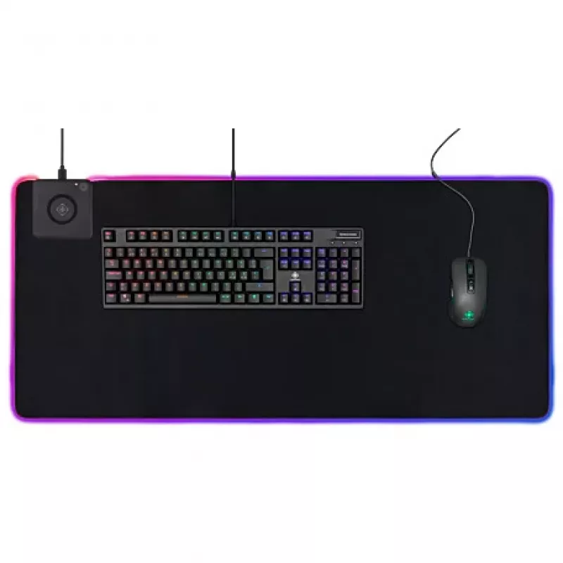 Deltaco GAM-092 - Juoda - Vienspalvis - Neoprenas - USB - Žaidimų pelės kilimėlis