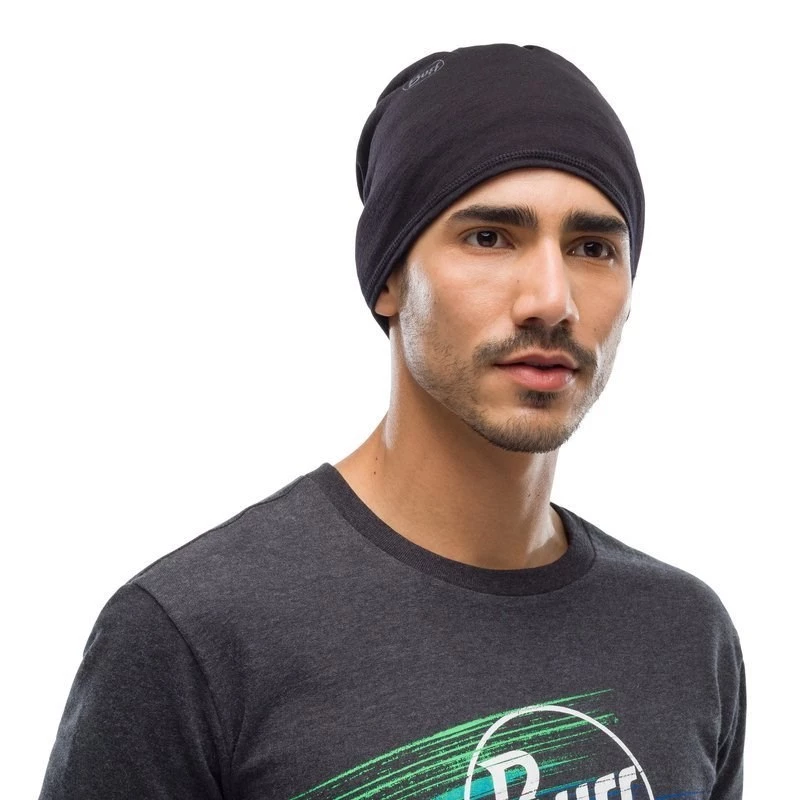 Kaklo apdangalas Buff 100637 Juoda Unisex Merino vilnos besiūlis 47g — dviračiams, žygiams, trekkingui