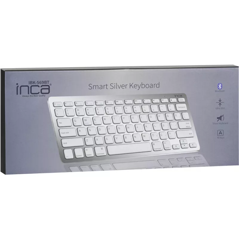 Belaidė klaviatūra Inca IBK-569BT Bluetooth 78 klavišų metalinė sidabrinė
