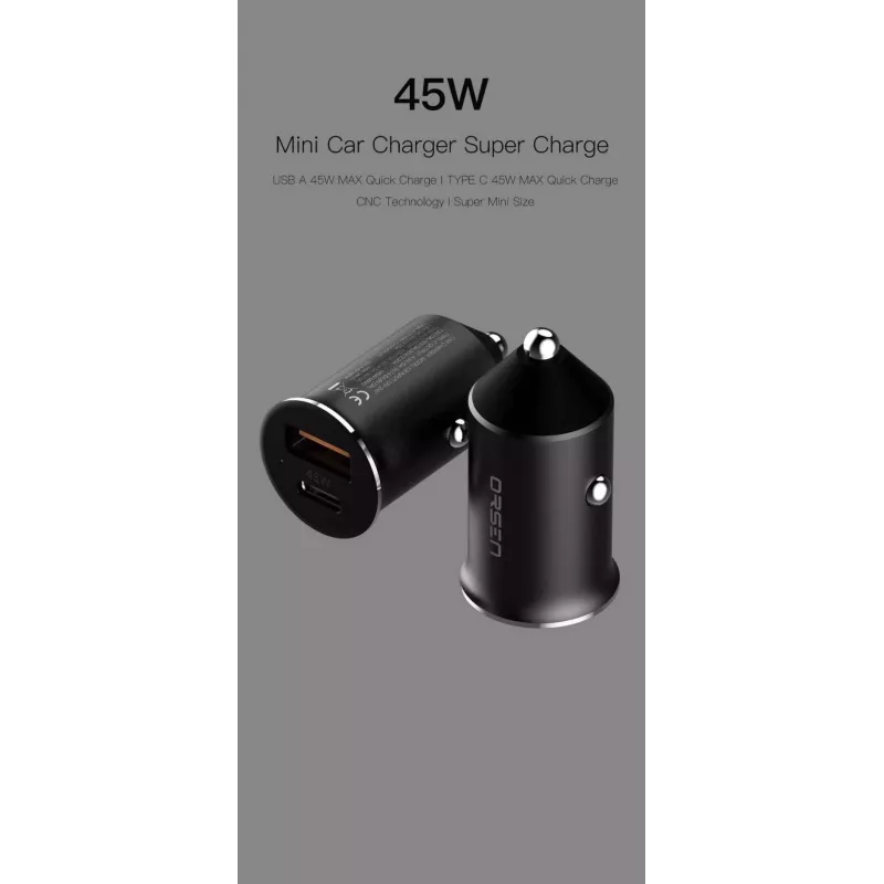 Automobilinis kroviklis Orsen C8 45W — 45W USB-C PD greitas įkrovimas, juodas