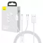USB laidas Baseus SUP0003529 — USB 3.2 Gen 1 (3.1 Gen 1), 1 m, USB-A į USB-C / Micro USB-A / Lightning, Baltas