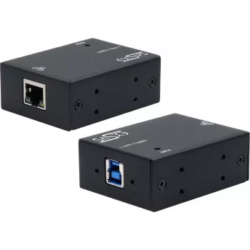 Tinklo medijos keitiklis Exsys USB 3.2 Gen 1 B į 1 Gigabit Ethernet EX-13021HMV su DIN bėgelio tvirtinimo rinkiniu
