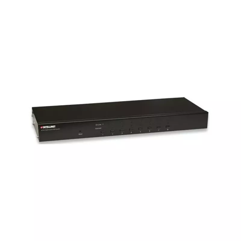 INDELLINET 8 prievadų montuojamas ant stovo KVM komutatorius, Combo USB + PS/2, ekrano rodymas, laidai komplekte (Euro kištukas 2 kontaktai)