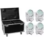 LED šviestuvų rinkinys EUROLITE TMH-X4 White – 4 šviestuvai su transportavimo dėže ir ratukais