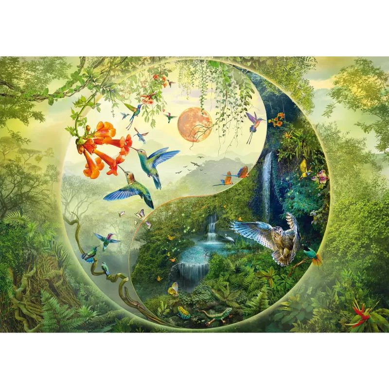 Puzzle 1000 pieces, schmidt spiele Silvia Christoph — Yin & Yang In the Forest of Hummingbirds