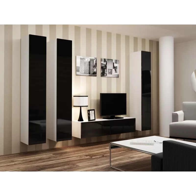 Cama uždara Spintelė VIGO '180' 180/40/30 baltas/juodas blizgus