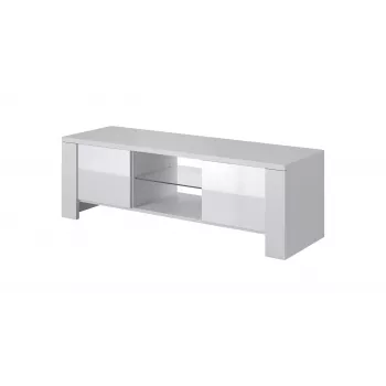 Cama TV stovas WEST 42/130/42 baltas/baltas blizgus
