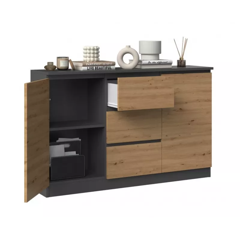 2D3S komoda 120x30x75 cm, antracitas/artisan