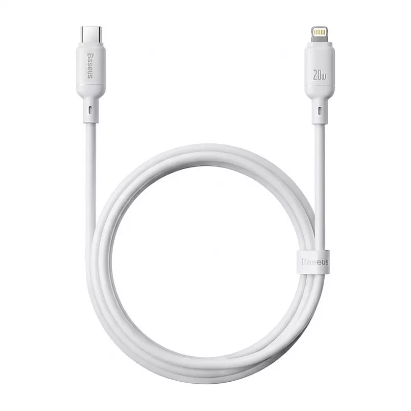 USB Type-C į Lightning įkrovimo laidas Baseus Silky Series 20W 2m Mėnulio Baltas