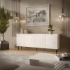 Komoda Cama LUCCA 4D, 200x40x80 cm, balta, medžio drožlių plokštė, 16 mm rėmas