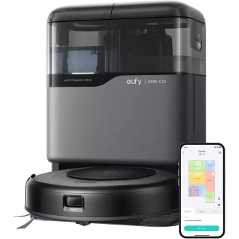 Anker Eufy | Robotinis dulkių siurblys su viskas viename stotele | Omni C20 | Šlapias ir sausas valymas | 7000 Pa | Pilka