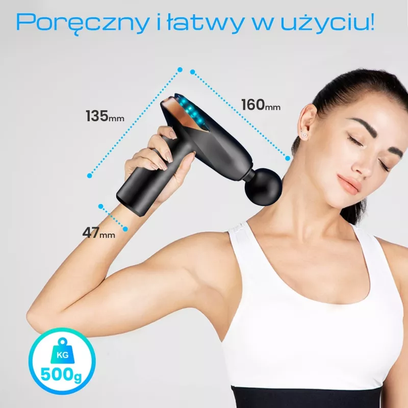 Masažo pistoletas Extralink MSG-02-LITE 3200 RPM 6 antgaliai