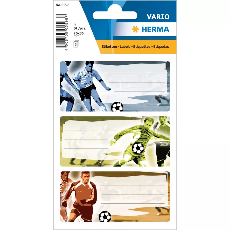 HERMA Football lipnios etiketės Stačiakampis Permanentinis Daugiaspalvis 9 vnt.