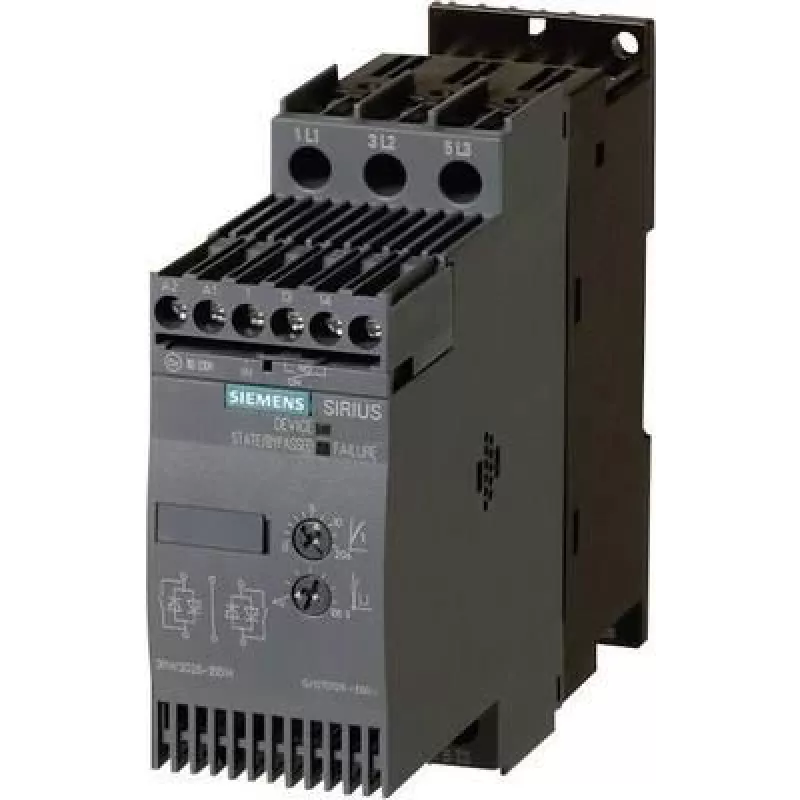 Siemens minkštasis paleidiklis, variklio galia esant 400 V 22 kW, variklio galia esant 230 V 11 kW, 400 V kintamoji srovė, vardinė srovė 45 A, 3RW3036 (3RW3036-1BB14)