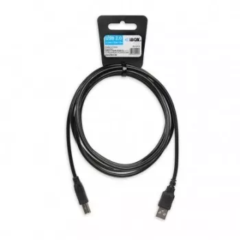 USB laidas IBOX IKU2D 1,8 m — USB A į USB B, USB 2.0, juodas