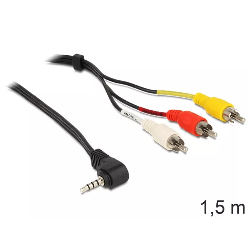 Vaizdo kabelio adapteris DeLOCK 84504 1.5m 3.5mm 3 x RCA Juoda