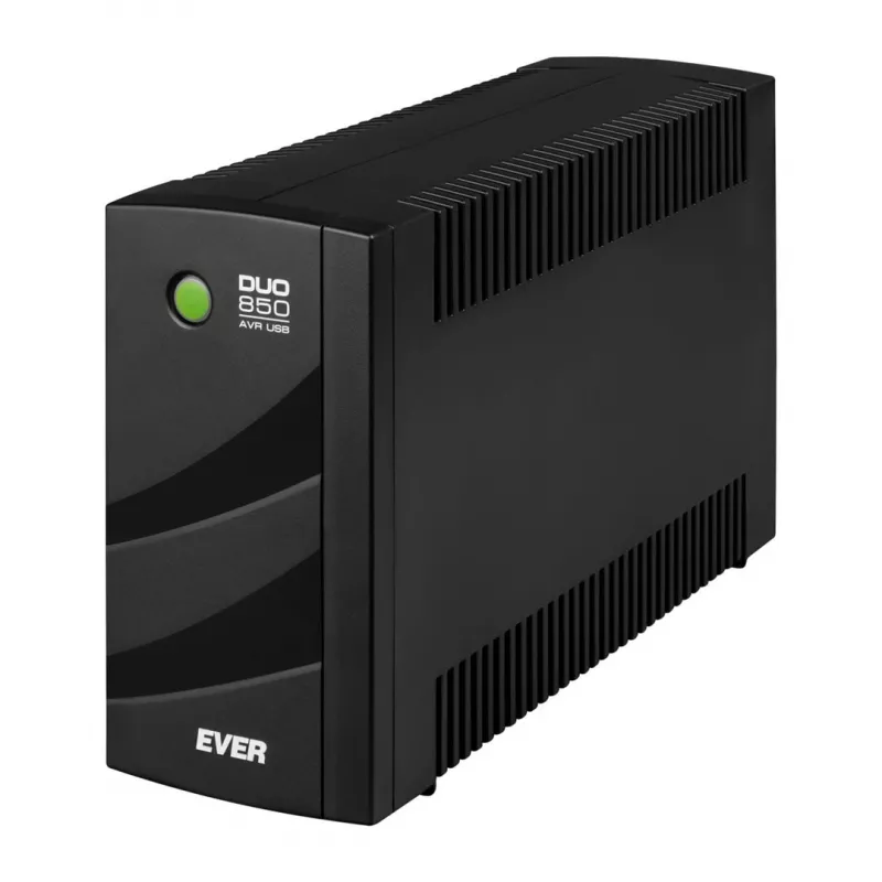 UPS EVER Ever Duo 850 PL T/DAVRTO-000K85/01 850VA linijinės-interaktyvios, 550 W, AVR, 3 kintamosios srovės lizdai, 12 V 2×5 Ah, bokštinis