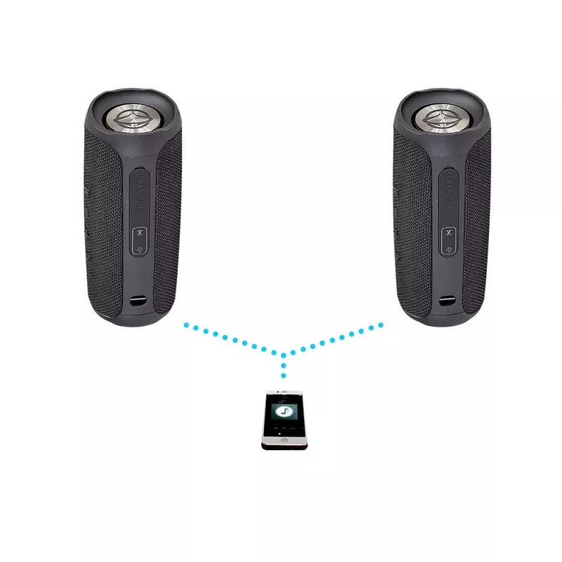 Nešiojamas garsiakalbis MANTA SPK130GO BT — Bluetooth 5.0, TWS, FM, 10 W RMS, įkraunamas (juodas, 8×8×19 cm)