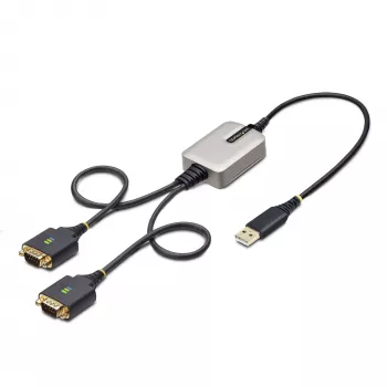 StarTech.com 2 pėdų (60 cm) 2 prievadų USB prie nuosekliojo prievado adapterio laidas, keičiami DB9 varžtai / veržlės, COM išsaugojimas, USB-A į DB9 RS232, FTDI, 4 lygio ESD apsauga, Windows / macOS / ChromeOS / Linux – patikima TPE konstrukcija