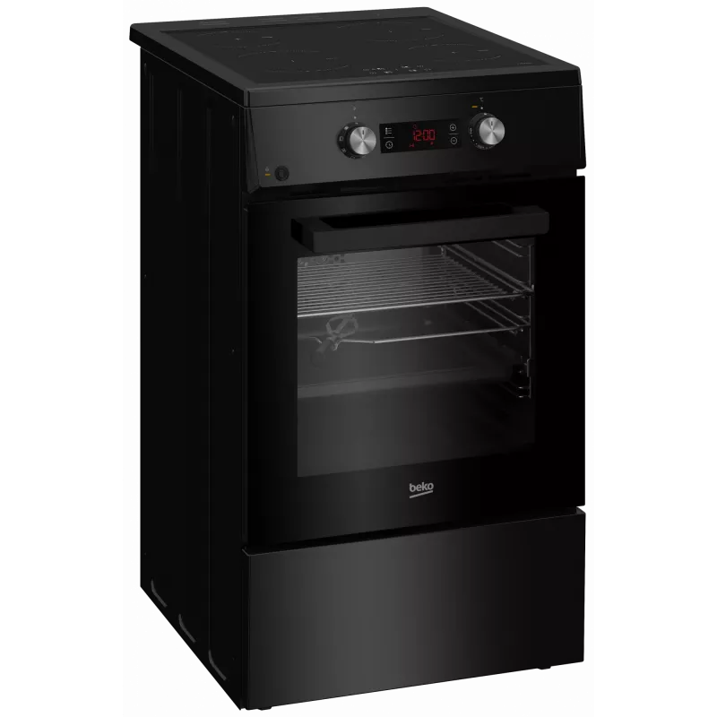 Indukcinė viryklė su elektrine orkaite Beko FSM59305BDT, 60 l, 50 cm pločio, juoda, A energijos klasė, 4 zonų greitoji indukcinė kaitlentė