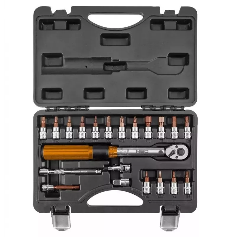 Neo Tools 1/4 abiem kryptimis veikiantis sukimo momento raktas, 5-25NM, 21 vnt. rinkinys