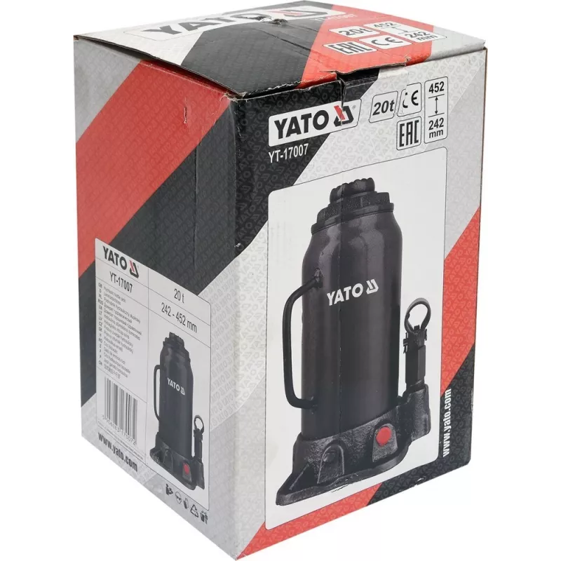 Mechaninis keltuvas YATO YT-17007, 20 000 kg keliamoji galia, kėlimo aukštis 24,2–45,2 cm, stūmoklis 150 mm, galvutė Ø45 mm, svoris 10,5 kg