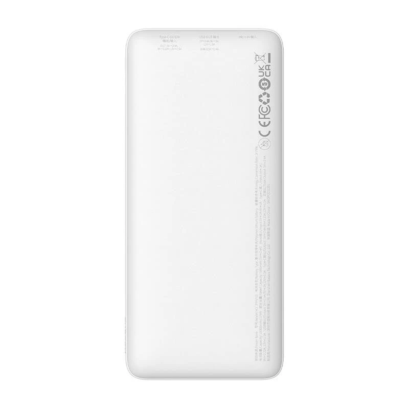 Baseus Airpow ličio polimerų išorinė baterija 10000 mAh 20 W Balta