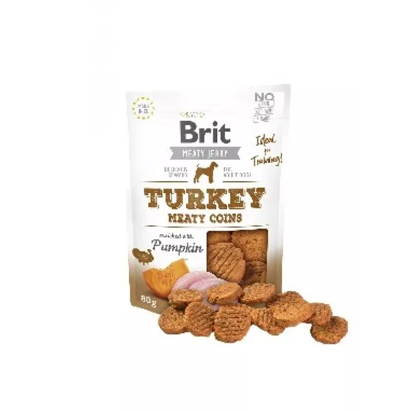 Šuniukų skanėstai Brit Turkey Meaty Coins 80 g — dresūros skanėstai šuniukams, kalakutienos skonio