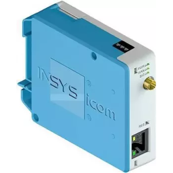 Mobiliojo tinklo maršrutizatorius INSYS icom MIRO-L100 — Fast Ethernet 10/100 Mbps, išorinė antena, nuolatinės srovės maitinimas, montavimas ant sienos