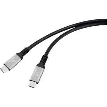 Renkforce USB-C laidas USB4 kištukas juodas aliuminio kištukas silikonas (RF-6820206)