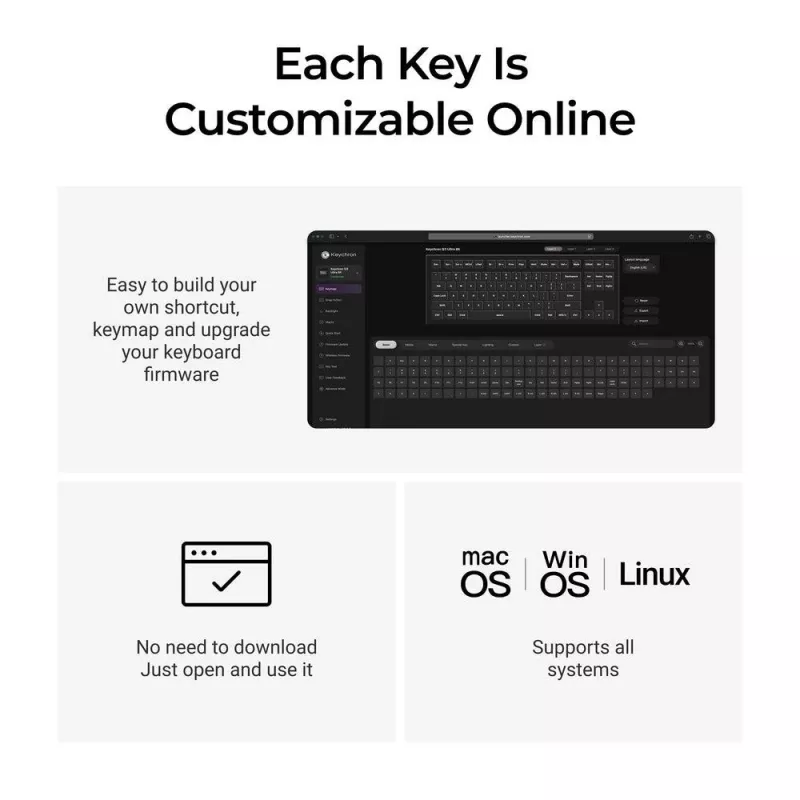 Mechaninė 80% QWERTY klaviatūra Keychron Q3 Ultra 8K – Bluetooth ir laidinė, RGB apšvietimas, juoda