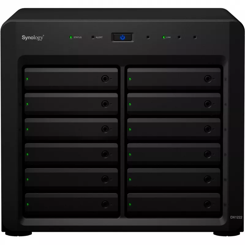 HDD/SSD korpusas Synology DX1222 12 diskų 192 TB juodas